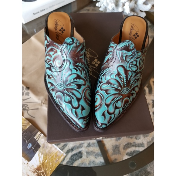 Patricia Nash Shoes - ⬇️🆕️Patricia Nash Turquoise Tooled BATTISTA Mules